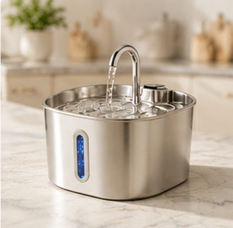 FurlioPets Stainless Steel Cat Water Fountain