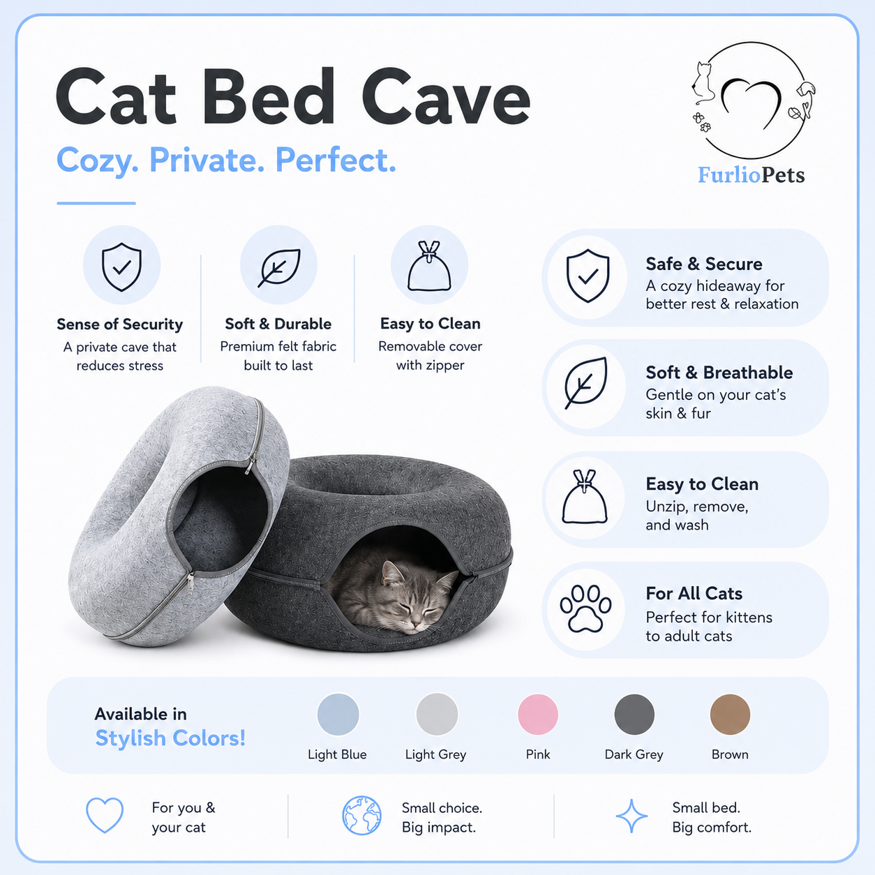 FurlioPets Donut cat cave