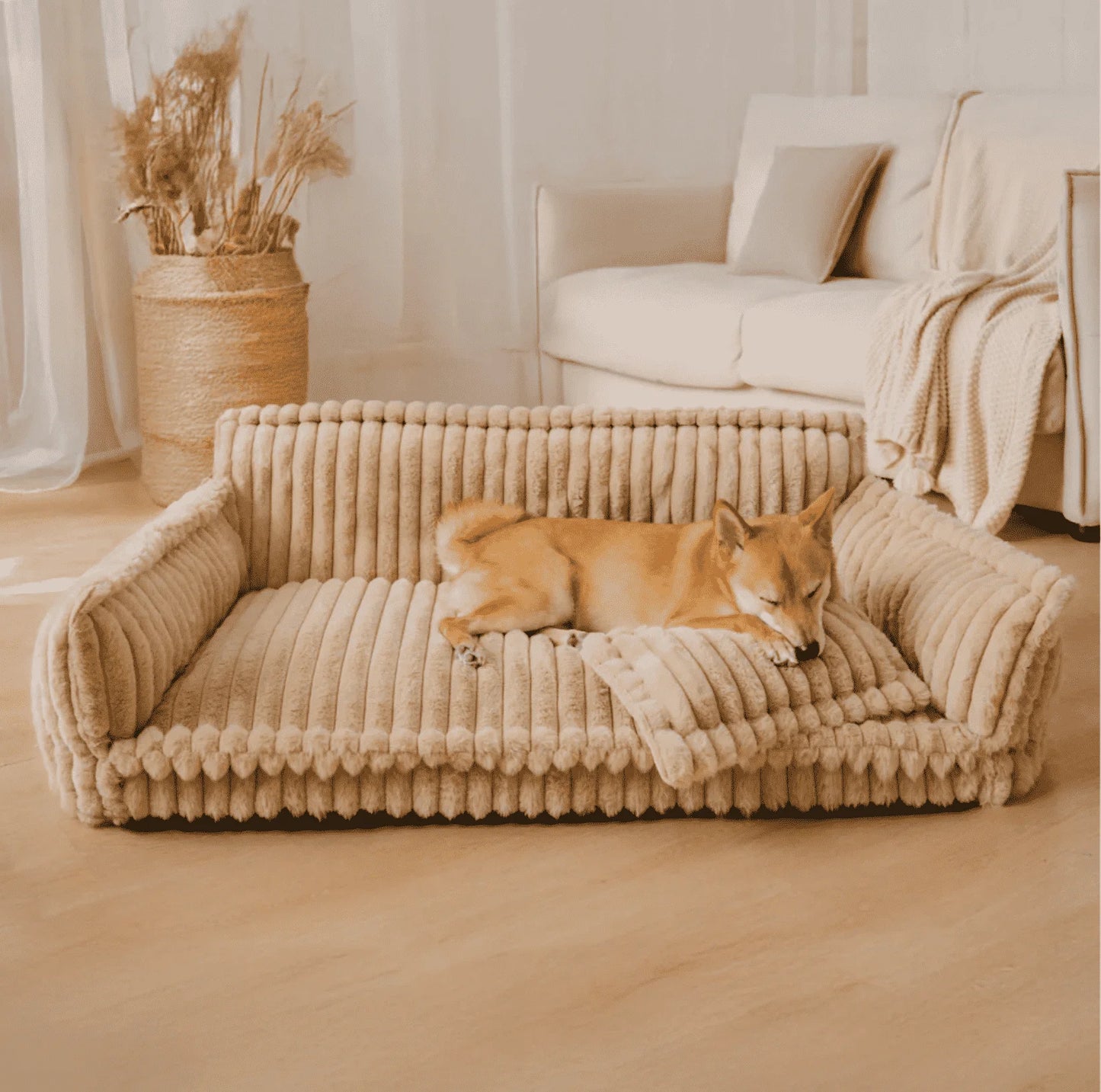 FurlioPets Large Washable Fluffy Orthopedic Soft Dog Sofa Bed