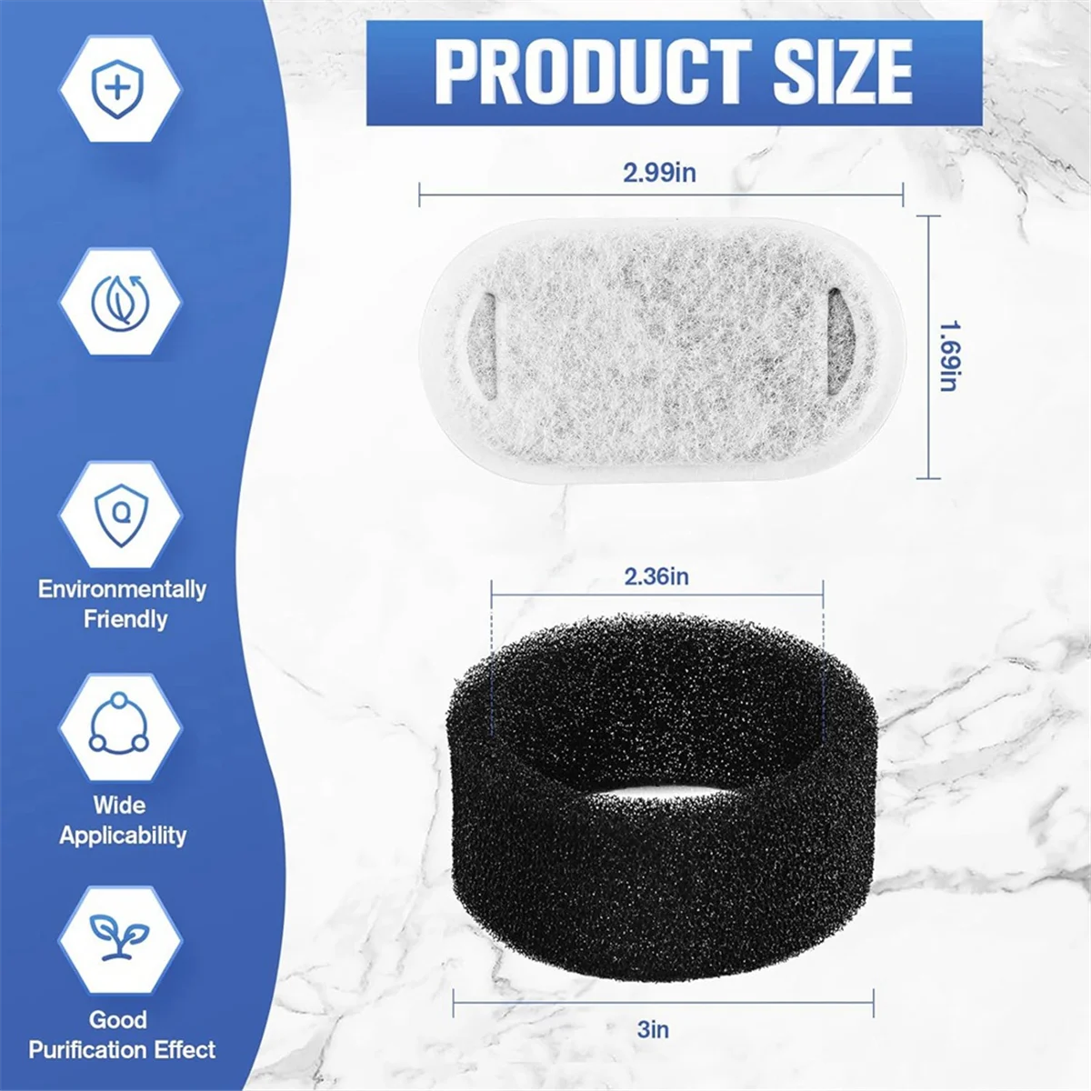 48 Pack FurlioPets Cat Water Fountain Filters