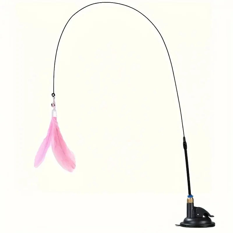 Cat teaser with suction cup and feather