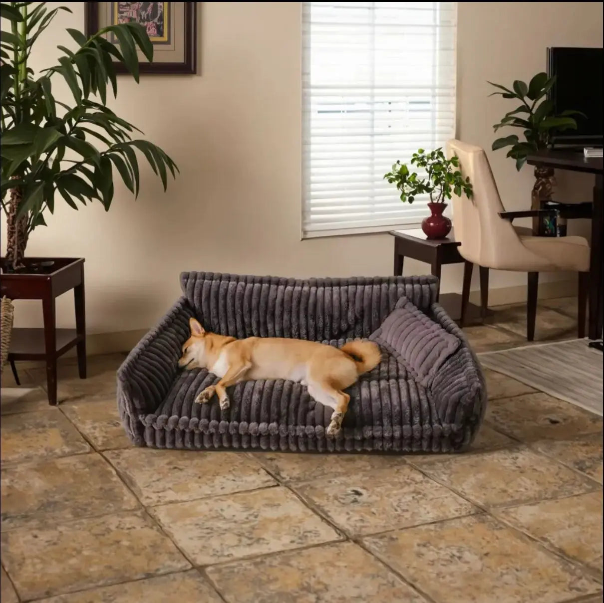FurlioPets Large Washable Fluffy Orthopedic Soft Dog Sofa Bed